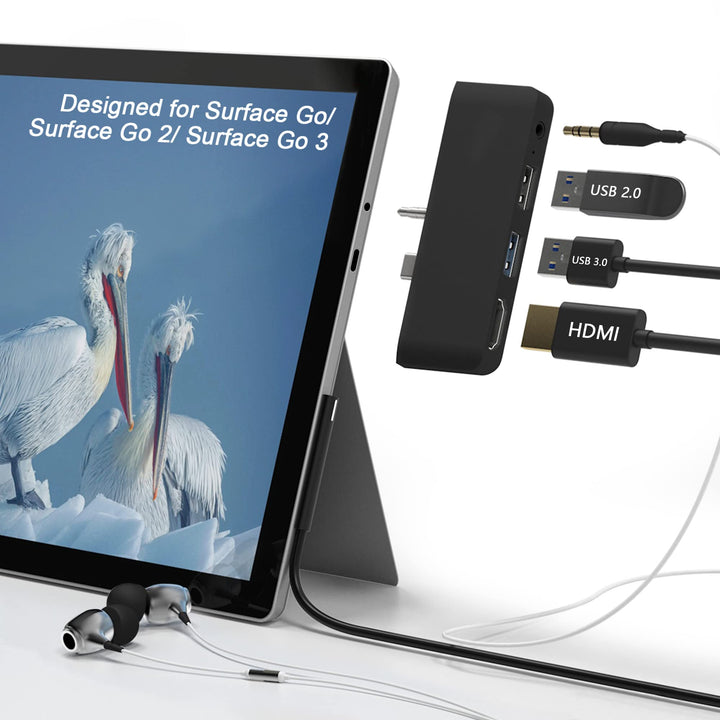 Surface Go 4/Go 3/Go 2/Go Hub Docking Station, 4-in-2 USB C Dockingstation für Surface Go mit 4K-HDM