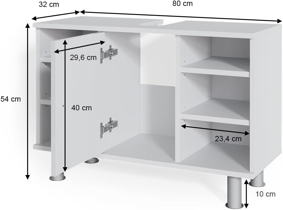 Vicco Waschbeckenunterschrank Fynn, Weiss, 80 x 54 cm, Weiss