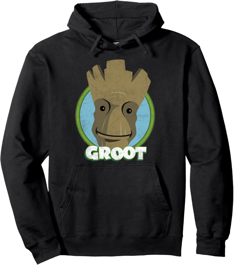Marvel Groot Large Smiling Cartoon Face Portrait Pullover Hoodie