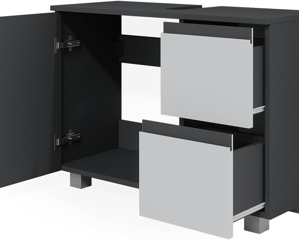 Vicco Waschbeckenunterschrank J-Shape, Weiss/Anthrazit, 80 x 60.8 cm, Weiss