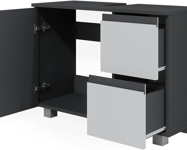 Vicco Waschbeckenunterschrank J-Shape, Weiss/Anthrazit, 80 x 60.8 cm, Weiss