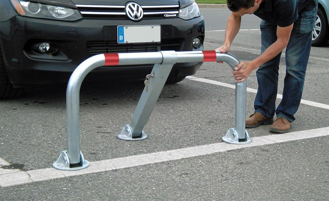 ARCO SRL 3-Fuss-Standard-Parkbügel - Parkplatzsperre, umlegbar mit Zylinderschloss, ARS480 Absperrbr
