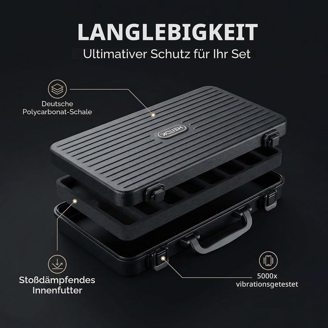 Pokerkoffer 500 Stück, Premium Poker Set im extrem stabilen Polycarbonat-Koffer (Kein Alu) – 14g Cla
