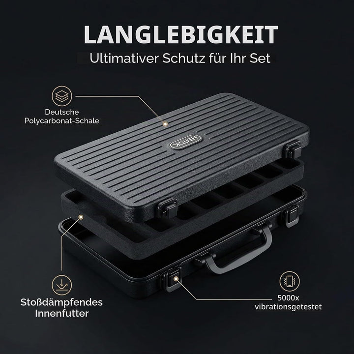 Pokerkoffer 500 Stück, Premium Poker Set im extrem stabilen Polycarbonat-Koffer (Kein Alu) – 14g Cla