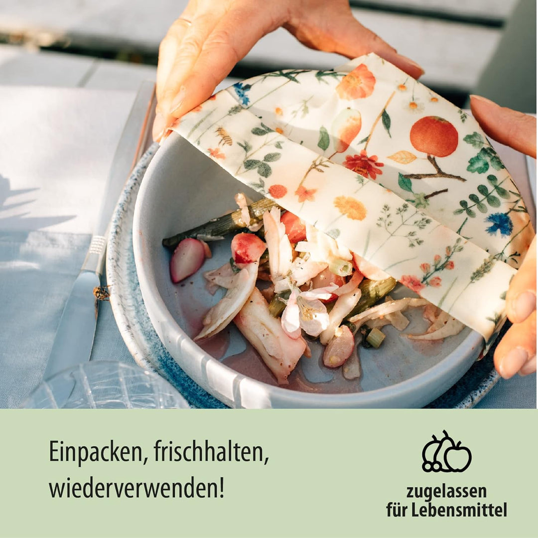 little bee fresh Bio-Bienenwachstücher Starter-Set aus Deutschland - Wachspapier für Lebensmittel -