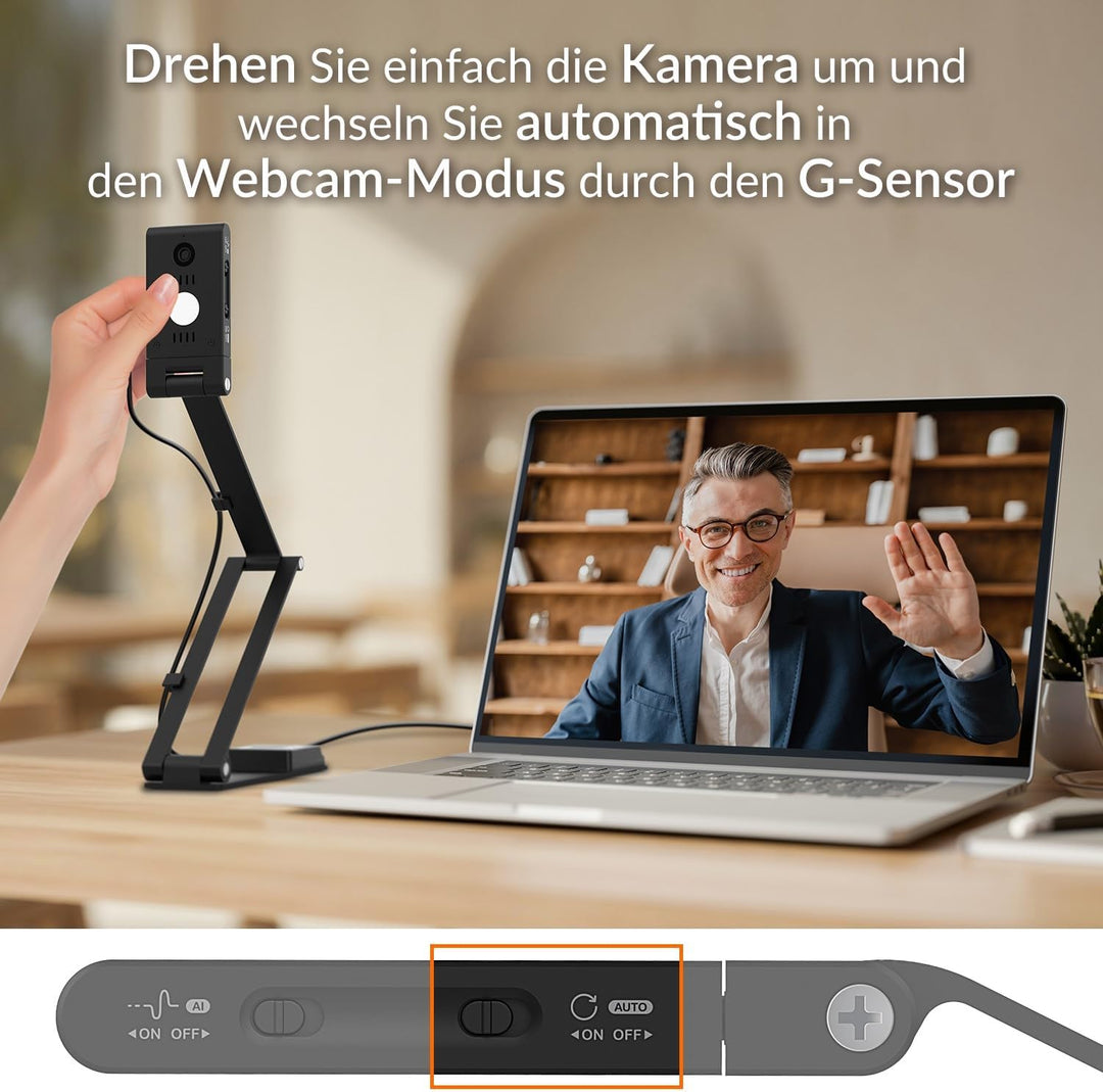 Innex DC500, Tragbare 13MP 4K USB Dokumentenkamera und Webcam, Rauschunterdrückungsmikrofon, Dualer