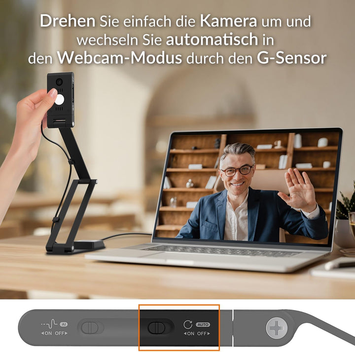 Innex DC500, Tragbare 13MP 4K USB Dokumentenkamera und Webcam, Rauschunterdrückungsmikrofon, Dualer