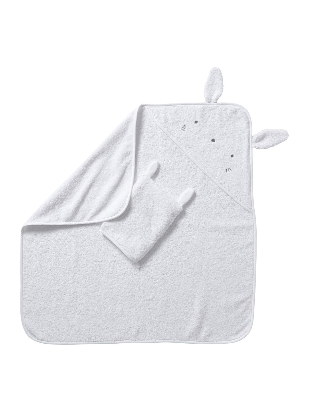 VERTBAUDET Badecape mit Waschhandschuh "Bio", Kapuzenhandtuch weiss 70X70