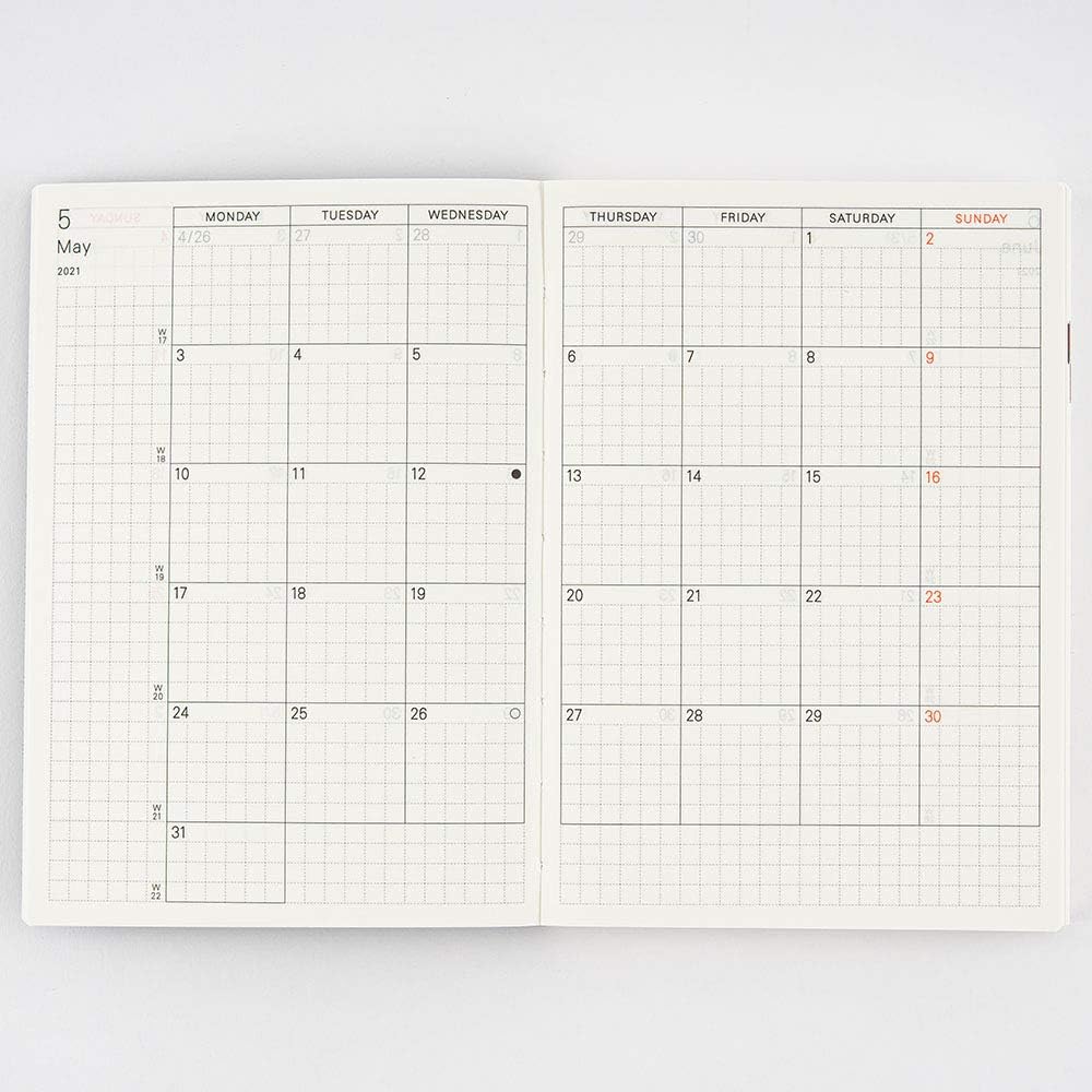 Hobonichi Techo Planerbuch (Jan 2021 Start) [A6 Grösse/Montag Startwoche]