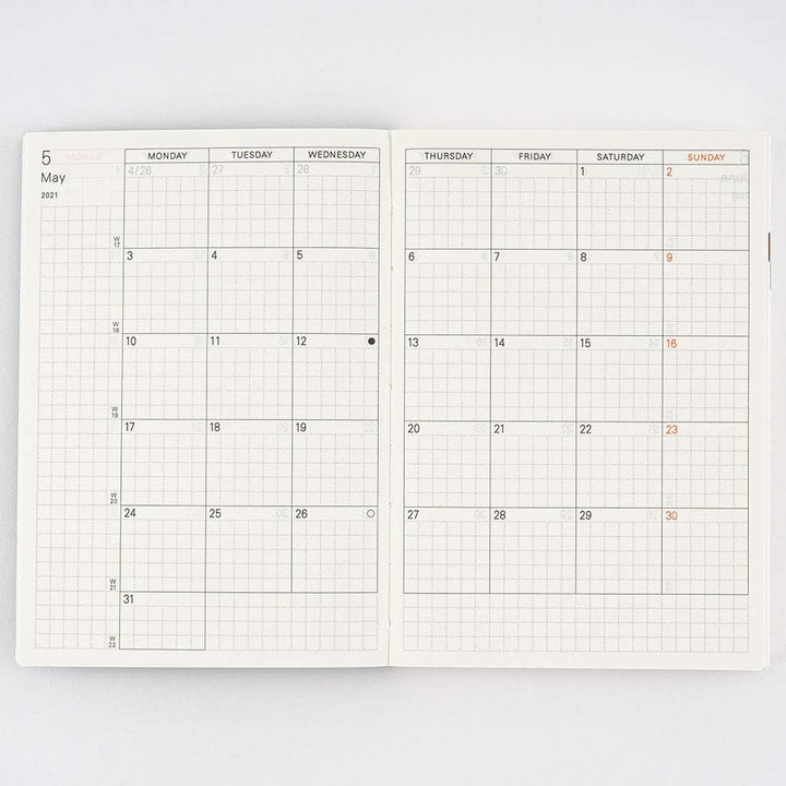 Hobonichi Techo Planerbuch (Jan 2021 Start) [A6 Grösse/Montag Startwoche]