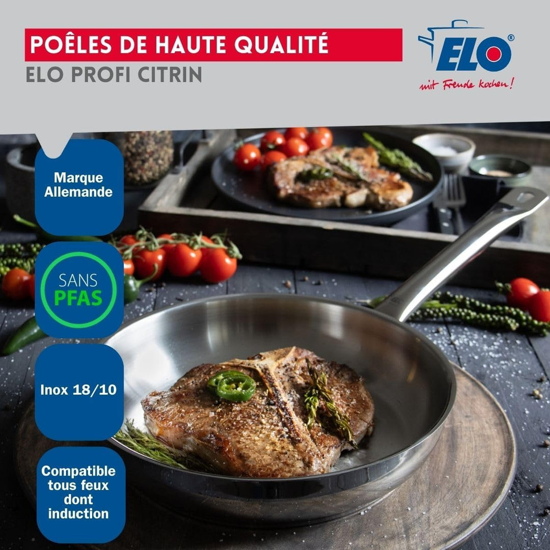 ELO 9507050 Kochgeschirr-Set, 5-teilig, 2 Bratpfannen 24 und 32 cm und 3 Kochtöpfe 16, 20 und 26 cm