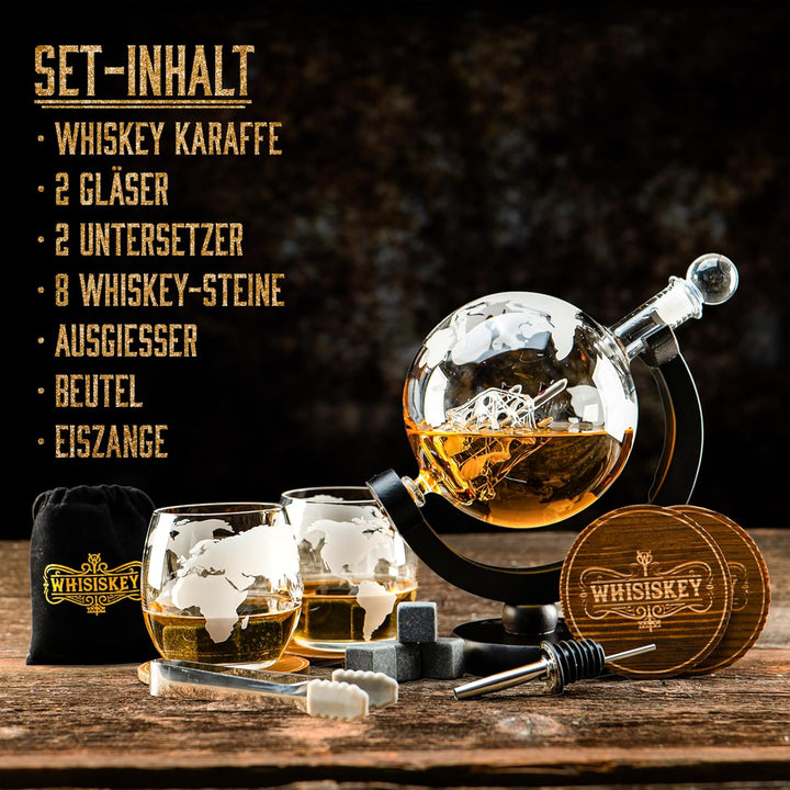 WHISISKEY Whisky Karaffe Set - Whiskey Geschenkset - Geschenke für Männer - Männergeschenke Geschenk
