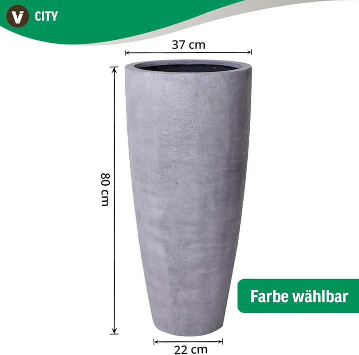 VIVANNO Pflanzkübel Pflanzgefäss Blumenkübel Fiberglas City Beige - 80x37 80x37 cm Beige Geriffelt,