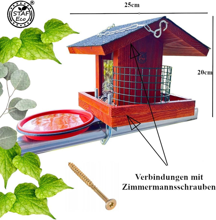 Vogelfutterhaus Vogelhaus für Balkon Wildvogeltränken Balkongeländer wetterfest Futterhaus Handarbei