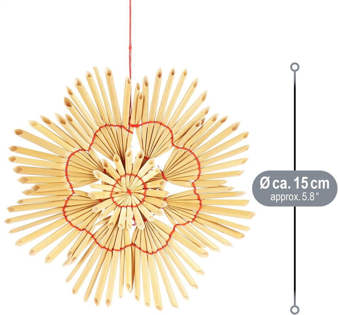 com-four® 8X Strohsterne im Mix-Set - Christbaum-Schmuck - Stroh-Anhänger für den Weihnachtsbaum - n