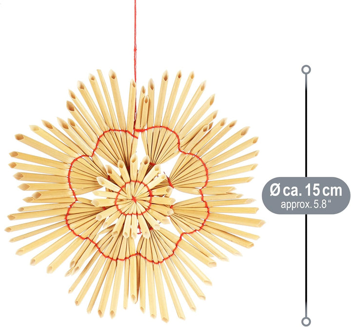 com-four® 8X Strohsterne im Mix-Set - Christbaum-Schmuck - Stroh-Anhänger für den Weihnachtsbaum - n