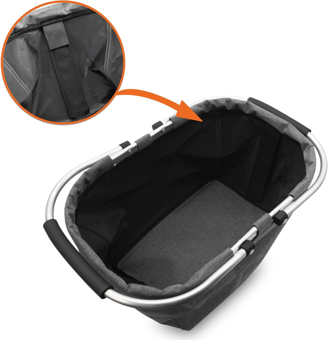 Picknickkorb grau klappbar - 42 x 27 cm | mit integriertem Tisch