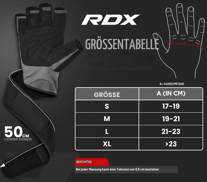 RDX Fitness Handschuhe Herren Damen, Trainingshandschuhe Krafttraining handgelenkschutz für Gewichth