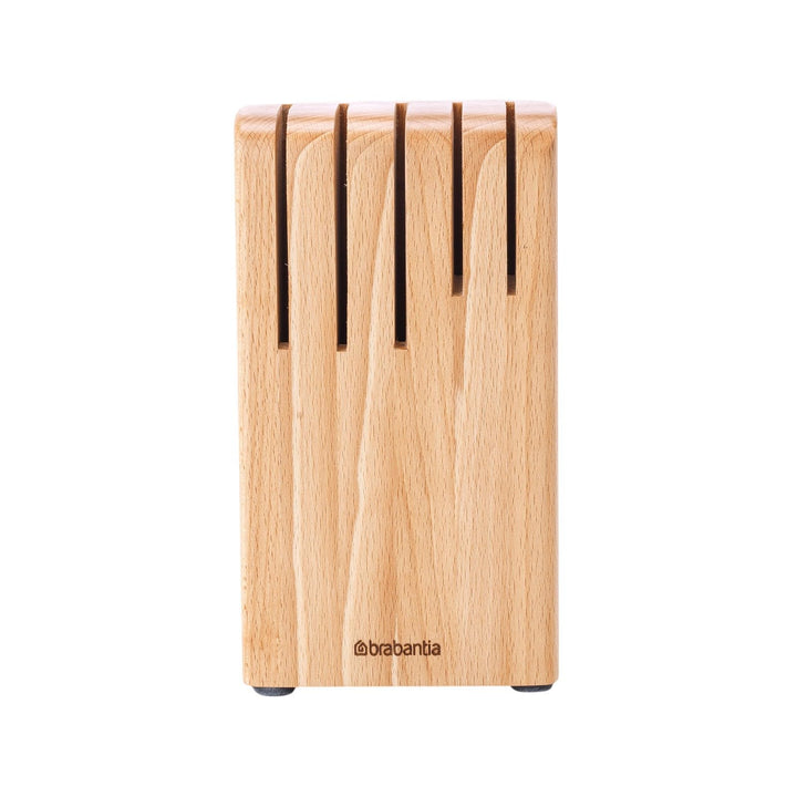 Brabantia Profile Messerblock aus Holz, Holz, Matt Steel, für 5 Messer, 260469