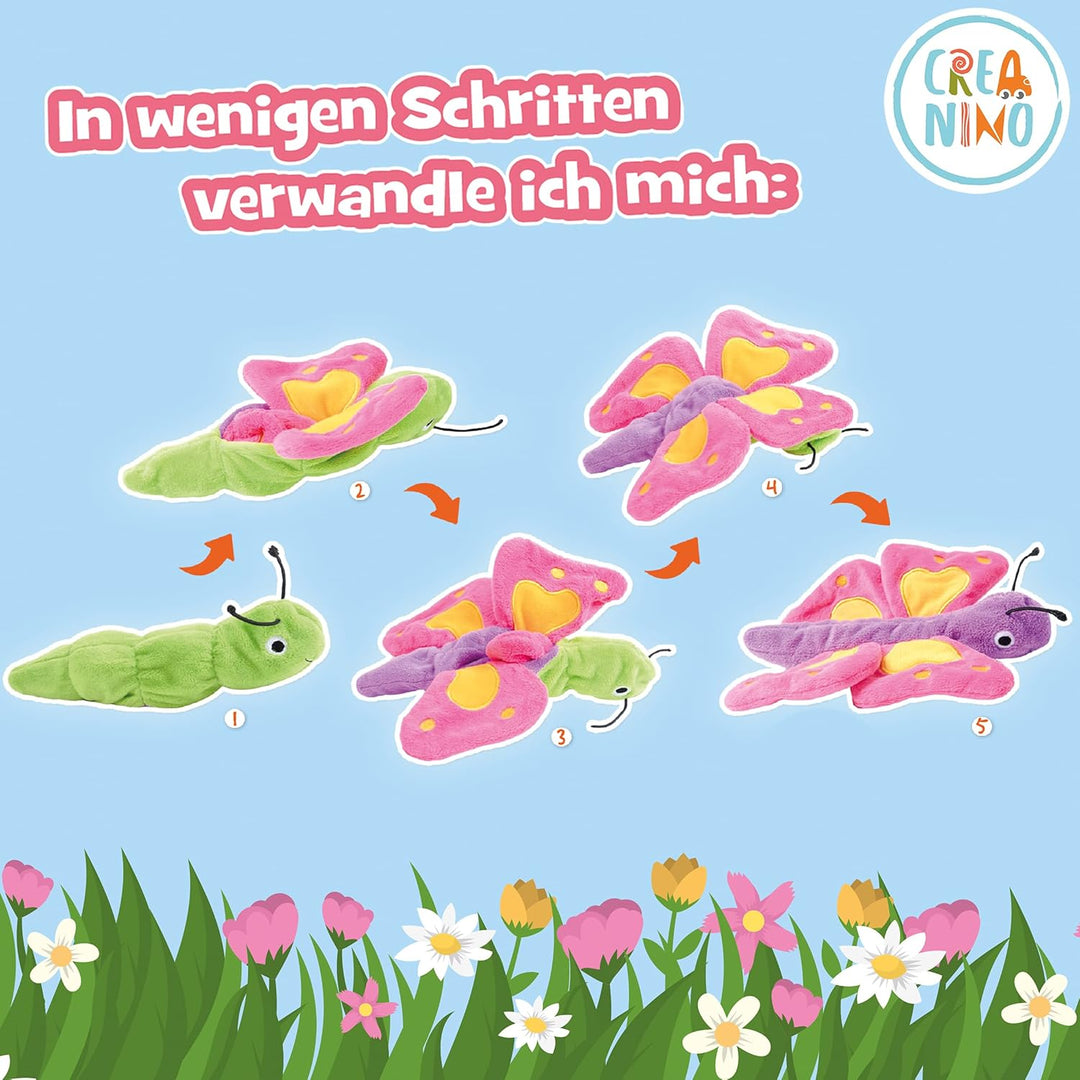 Kuscheltier 2 in 1 I Wende Plüschtier I Verwandlung und Entwicklung | Schmetterling Kuscheltier | Ra