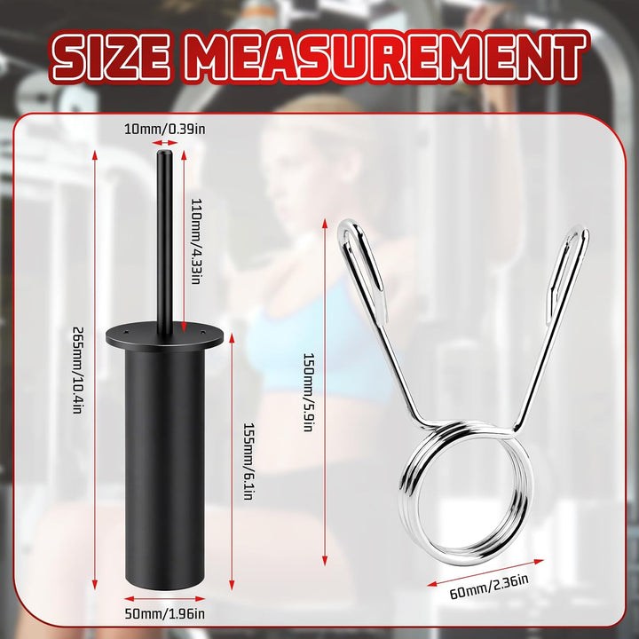 Gym Pin für Zusatzgewicht, Durchmesser 10mm Länge 110 mm Gympin mit Federclip für Zusatzgewicht Gewi