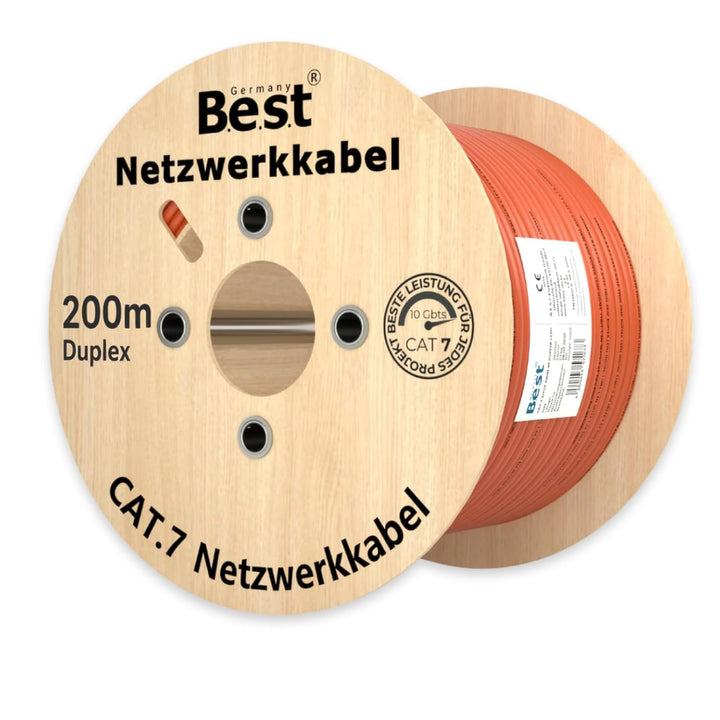 Germany B.e.s.t CAT 7 200M Duplex Netzwerkkabel Verlegekabel Kupfer LAN Kabel Ethernetkabel S/FTP 10