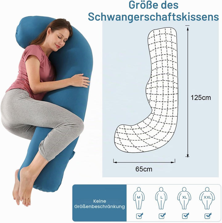 SHANNA Schwangerschaftskissen Seitenschläferkissen Stillkissen Fütternkissen mit Baumwolle Bezug, La