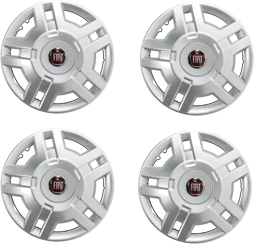 Original Fiat Radkappensatz 15 Zoll Felge Emblem Rot Radzierblende Felgendeckel Zierkappe