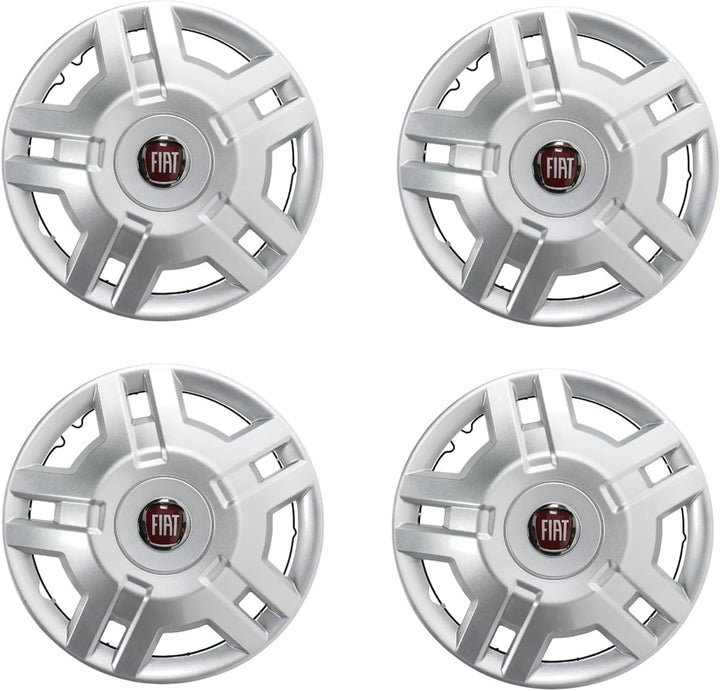 Original Fiat Radkappensatz 15 Zoll Felge Emblem Rot Radzierblende Felgendeckel Zierkappe