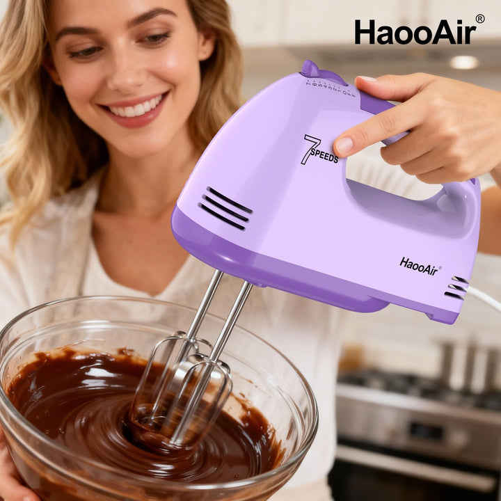 Handmixer, 7-stufig einstellbarer Küchenmixer, 304 Edelstahl-Zubehörteile (2X Knethaken, 2X Rührstäb