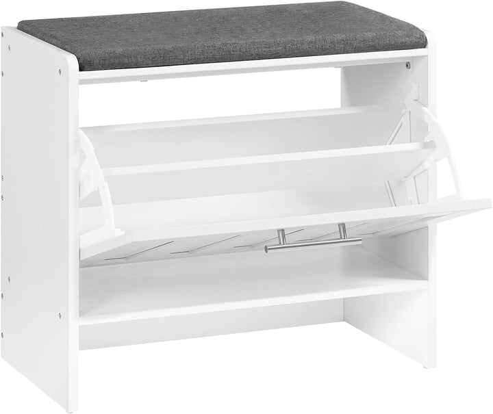 HOOBRO Schuhablage, Schuhregal mit gepolsterter Sitzbank, Schuhkipper für 9 Paar Schuhe, Klappfach m