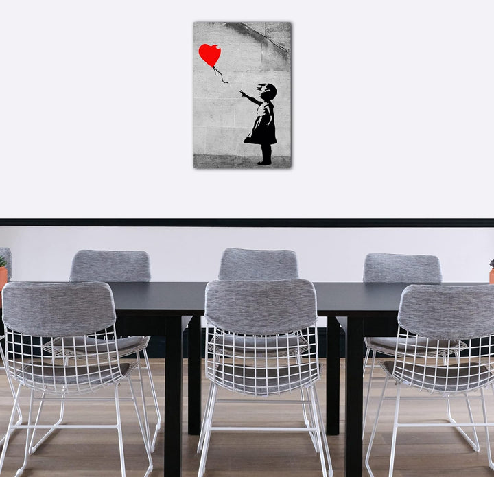 Printed Paintings Leinwand (70x100cm): Banksy - Balloon Girl Mädchen mit Luftballon hochkant GRAF 70