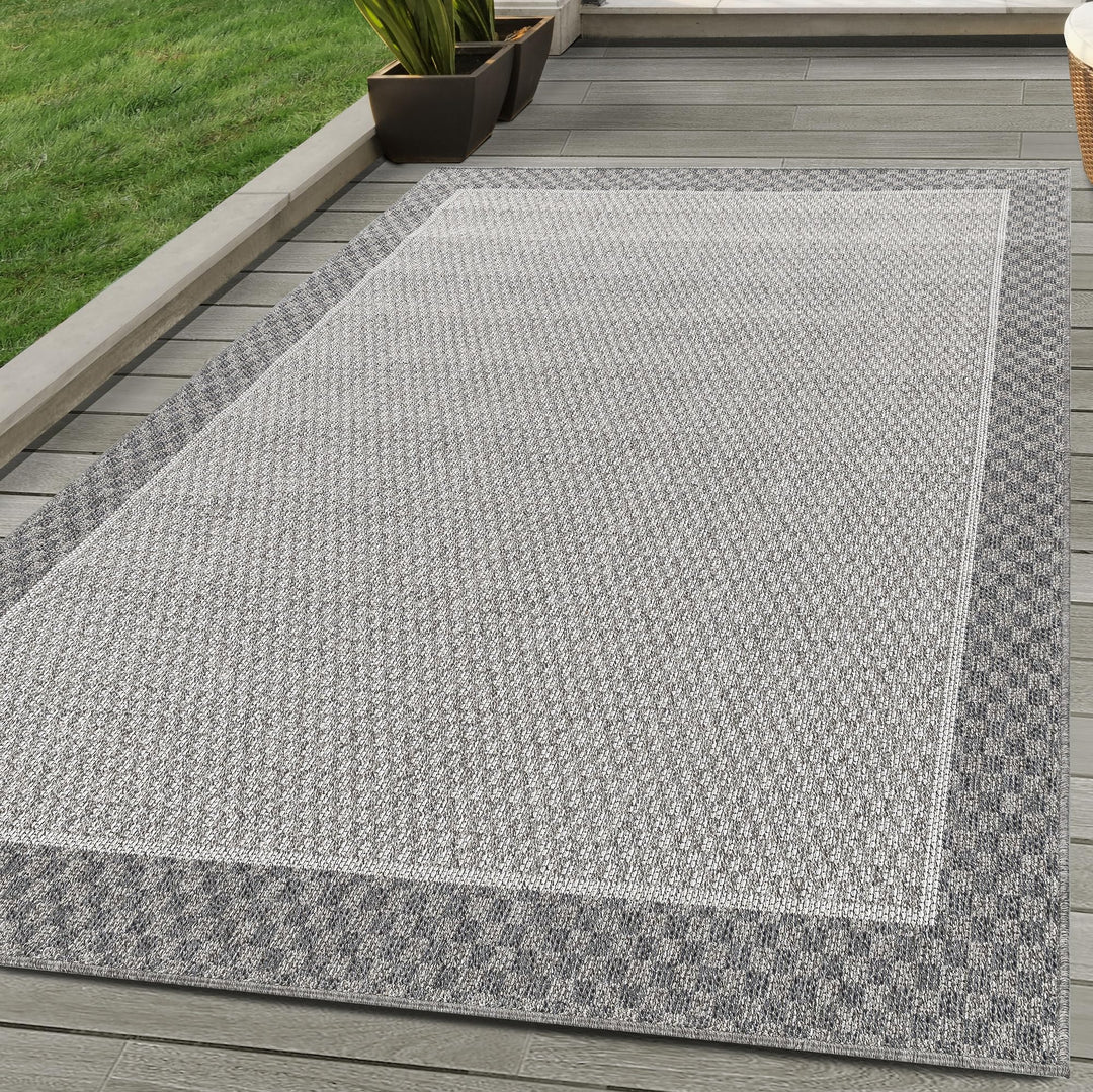 In & Outdoor Teppich Bordüre Design Wetterfest für Terrasse Balkon Küche oder Wohnzimmer Teppich, Fa