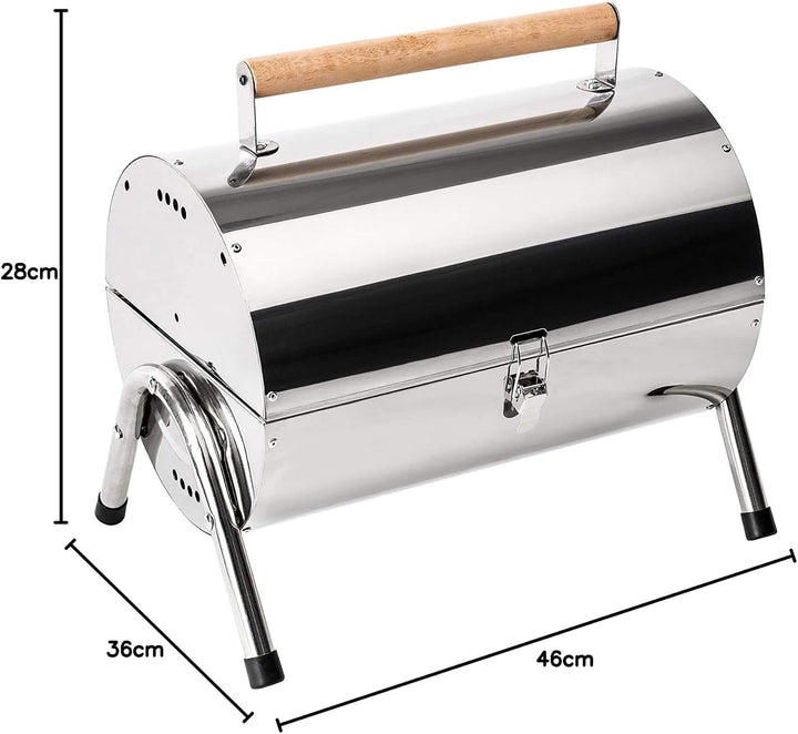 RESCH 502598 mobiler Holzkohle Grill klappbar, Edelstahl Tischgrill tragbar, Holzkohlegrill ideal fü