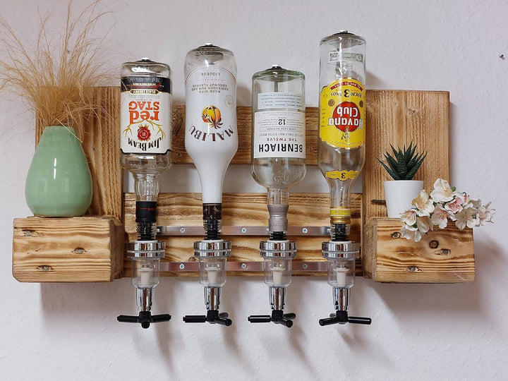 Weinbar Schnapsbar aus EPAL Europaletten mit Getränkespender für Rum Gin Whiskey Schnaps