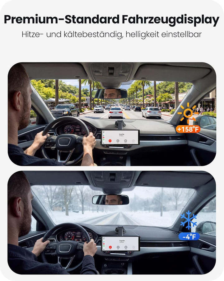9,26" Tragbarer CarPlay Display für Apple CarPlay &amp; Android Auto mit 4K-Dashcam &amp; HD-Rückfahrkamera,