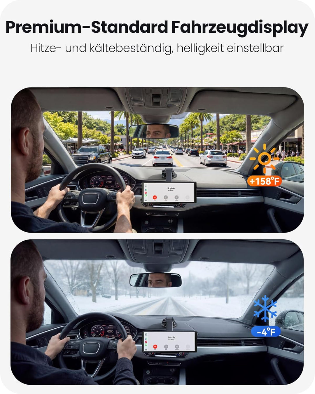 9,26" Tragbarer CarPlay Display für Apple CarPlay &amp; Android Auto mit 4K-Dashcam &amp; HD-Rückfahrkamera,