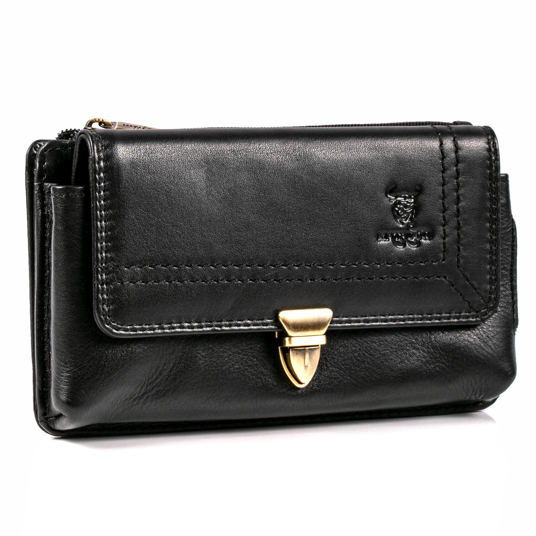 MATADOR Echt Leder Universal Handy-Tasche Holster Gürteltasche Schnappverschluss Quer für Handys bis