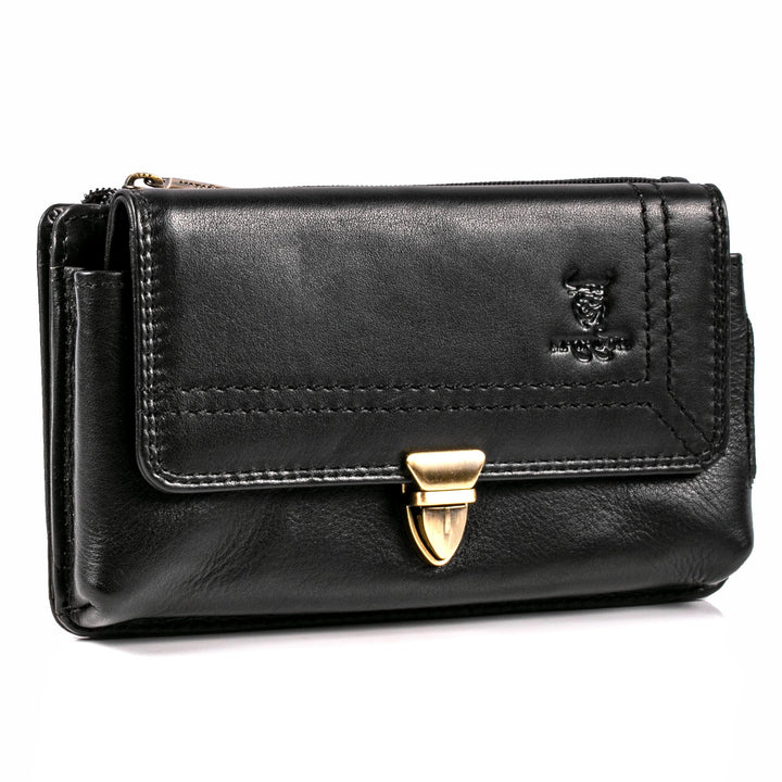 MATADOR Echt Leder Universal Handy-Tasche Holster Gürteltasche Schnappverschluss Quer für Handys bis