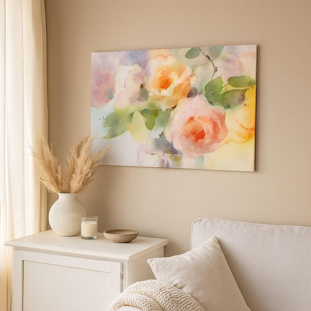 Bilder auf Leinwand Rose Blume Garten Leinwandbild mit Rahmen 70x50cm Wandbilder Dekoration Wohnzimm