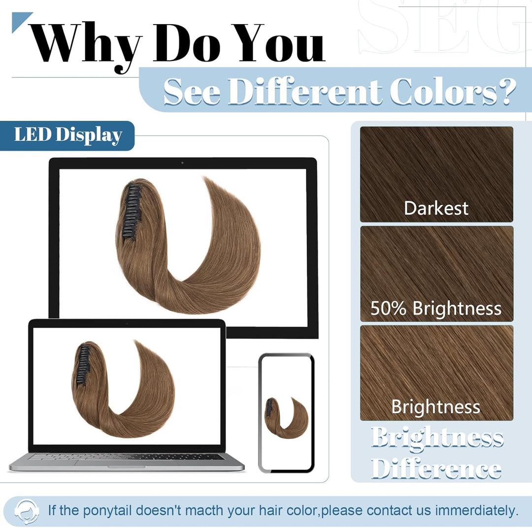 SEGO Ponytail Extension Echthaar Pferdeschwanz Zopf Clip in Haarteil Haarverlängerung 100% Remy Haar