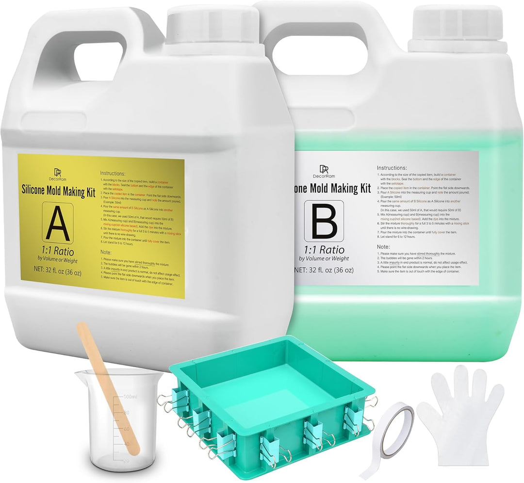 Silikon Kautschuk - 2kg/1.9L Flüssig Silikon mit Verstellbares Formgehäuse für Silikonform Herstellu