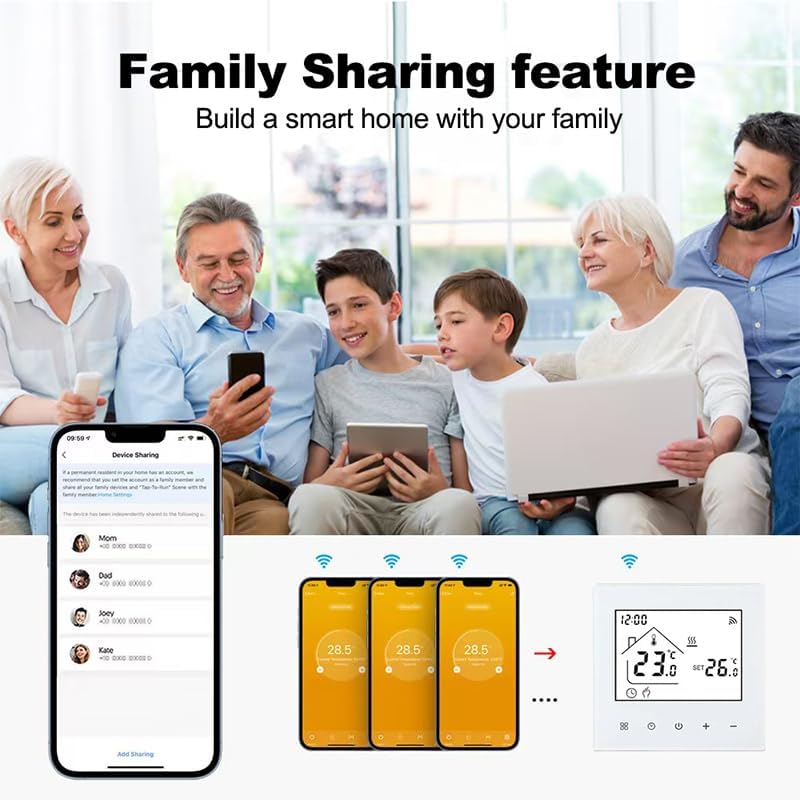 M4 Smart Wi-Fi Thermostat for Water & Underfloor Heating, 230V Digital Wall Thermostat, Tuya App Con