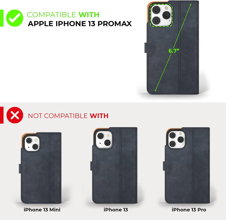 Snakehive iPhone 13 Pro Max Hülle Leder - Stylische Handyhülle mit Kartenhalter & Standfuss - Handyh