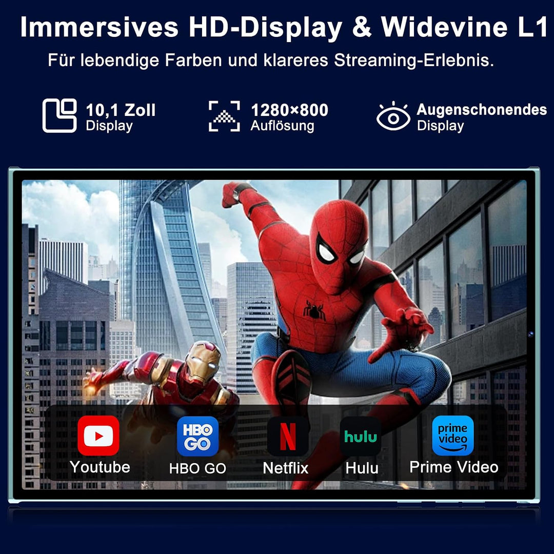 Tablet 10 Zoll mit Tastatur und Maus, Android 15 mit Gemini AI, 30 GB RAM + 128 GB ROM, Erweiterbar