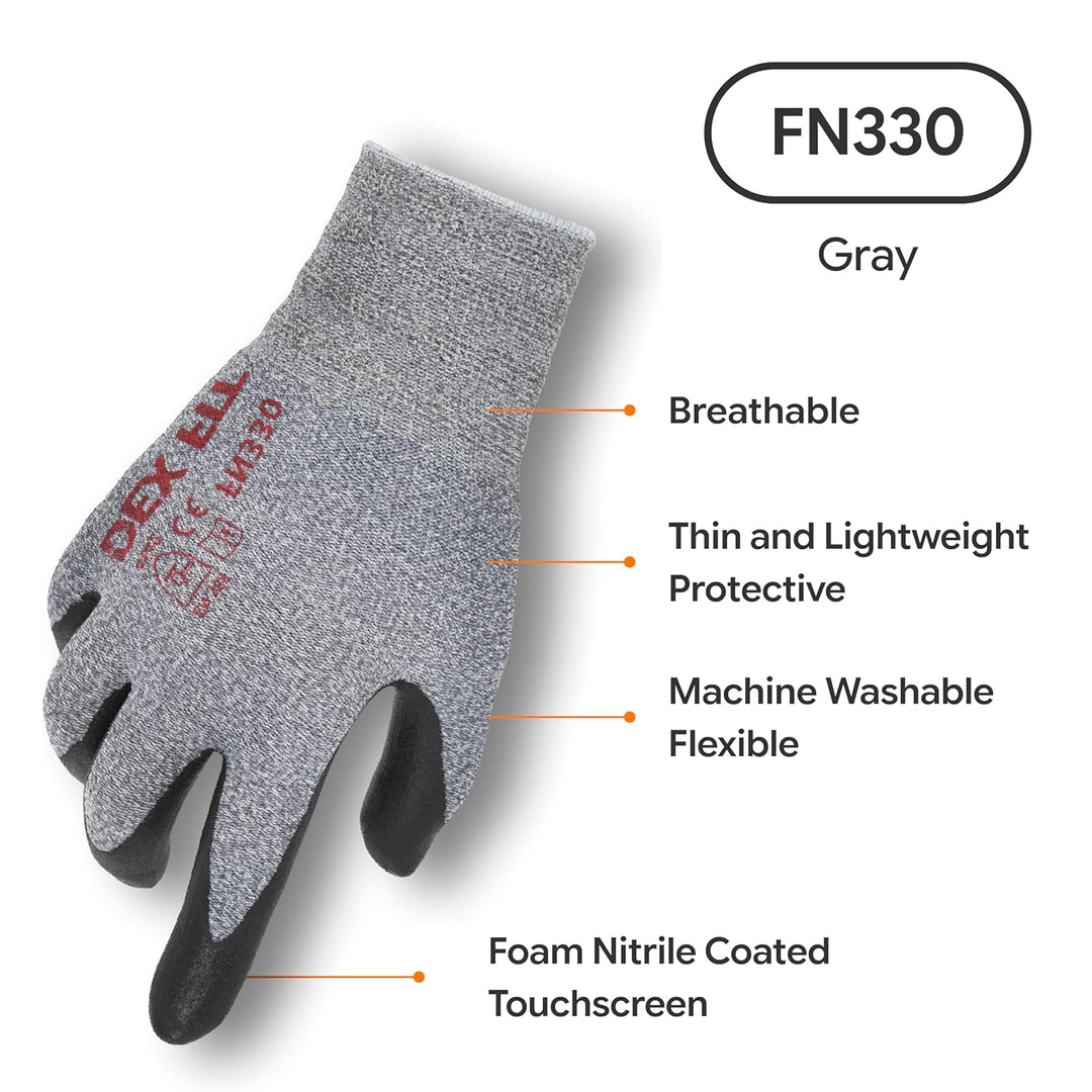 DEX FIT Arbeitshandschuhe FN330-12 Paare, 3D-Comfort Fit, rutschfester Handgriff, mit Schaumnitril b