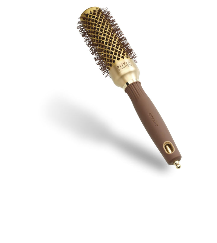 Olivia Garden - Expert Blowout Shine Gold & Brown Hairbrush - 35 35mm, 35mm