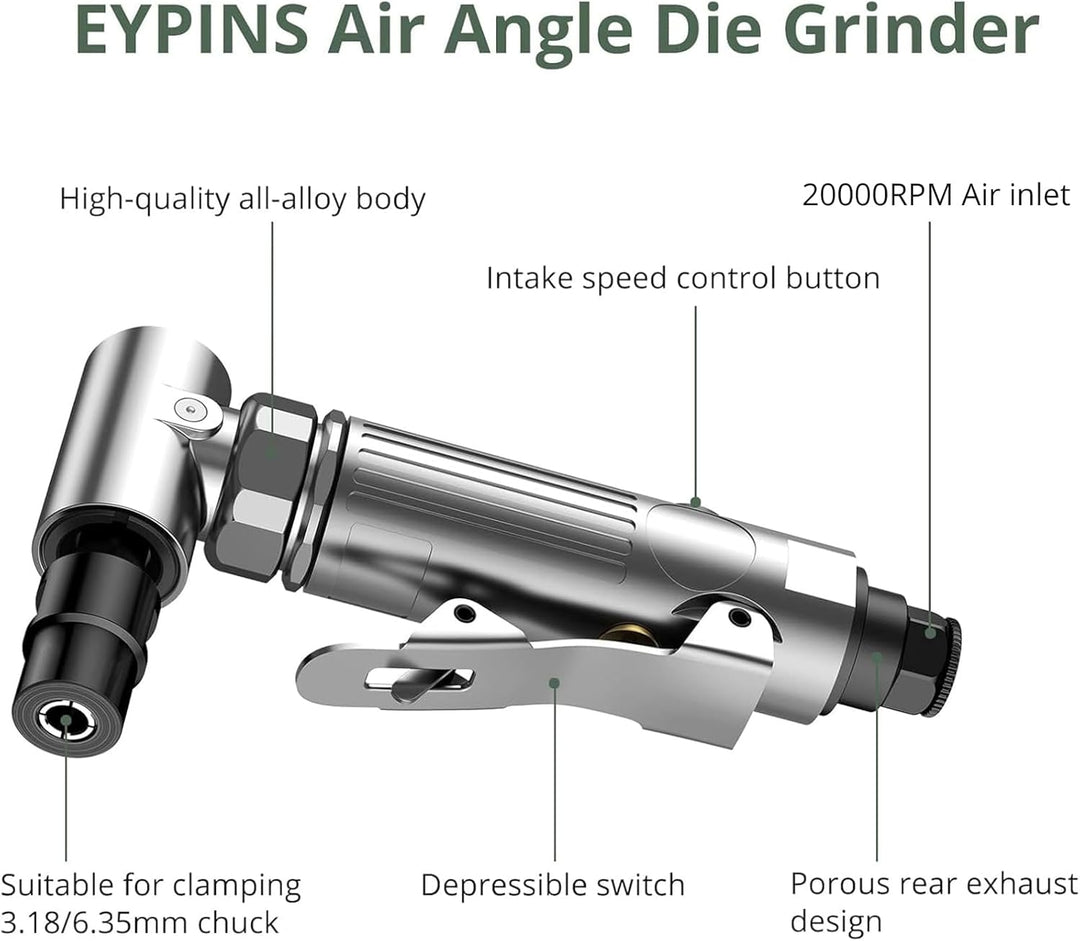 EYPINS Druckluftschleifer Set, Druckluft Winkelschleifer Stabschleifer Gesenkschleifer 90° Winkel Sc