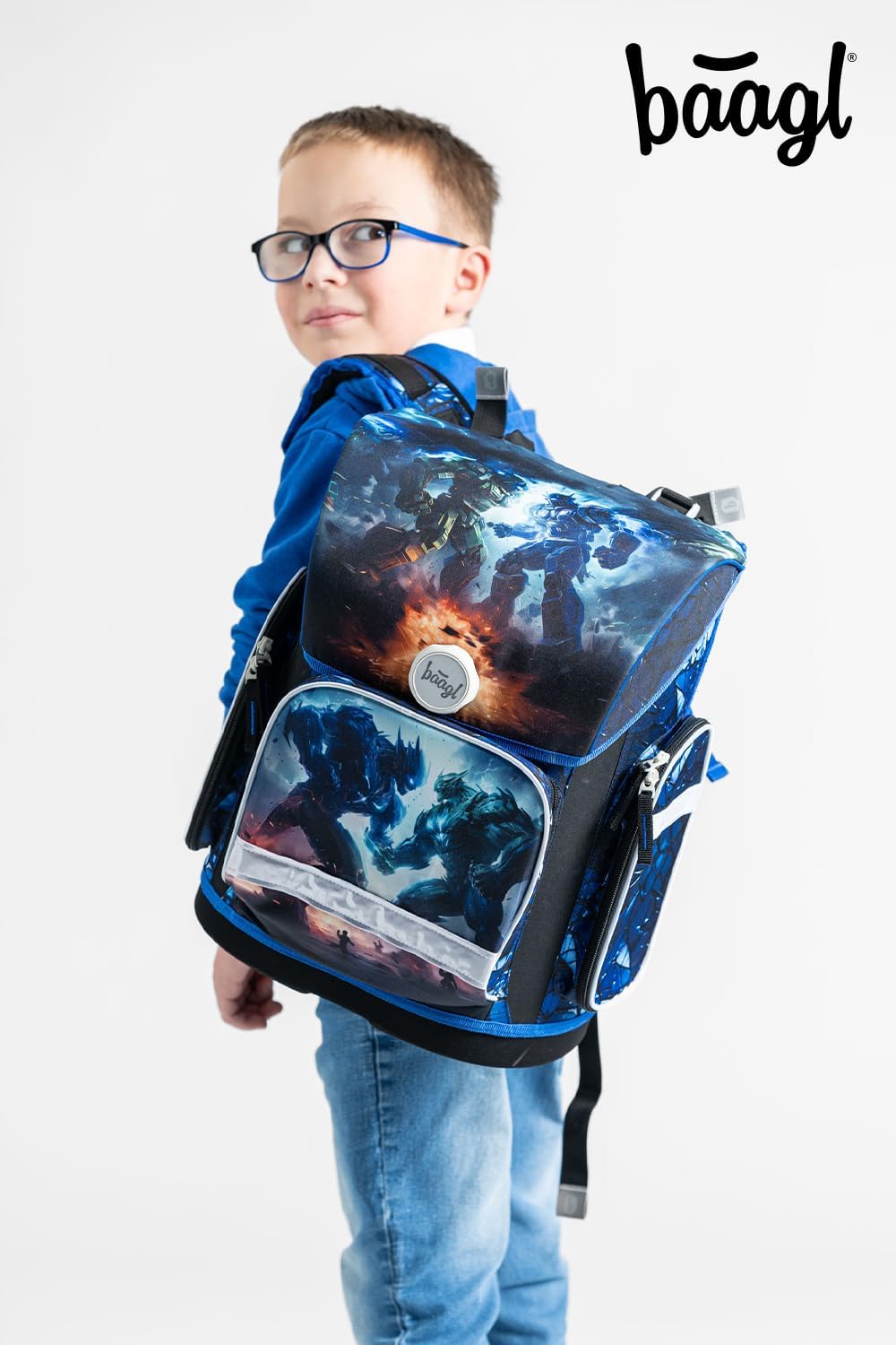 Baagl Schulranzen Jungen Mädchen Set 3 Teilig, Ergo Schultasche für 1. Klasse, Ergonomische Grundsch