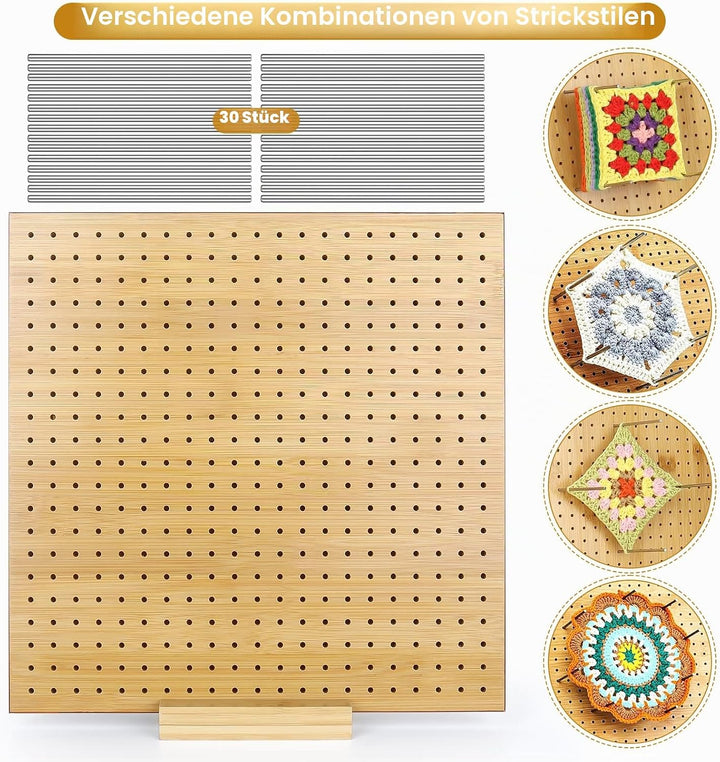 Coopay Granny Square Spanner Gross, 29 x 29 cm Sperrbrett für Granny Square, Wooden Blocking Board H